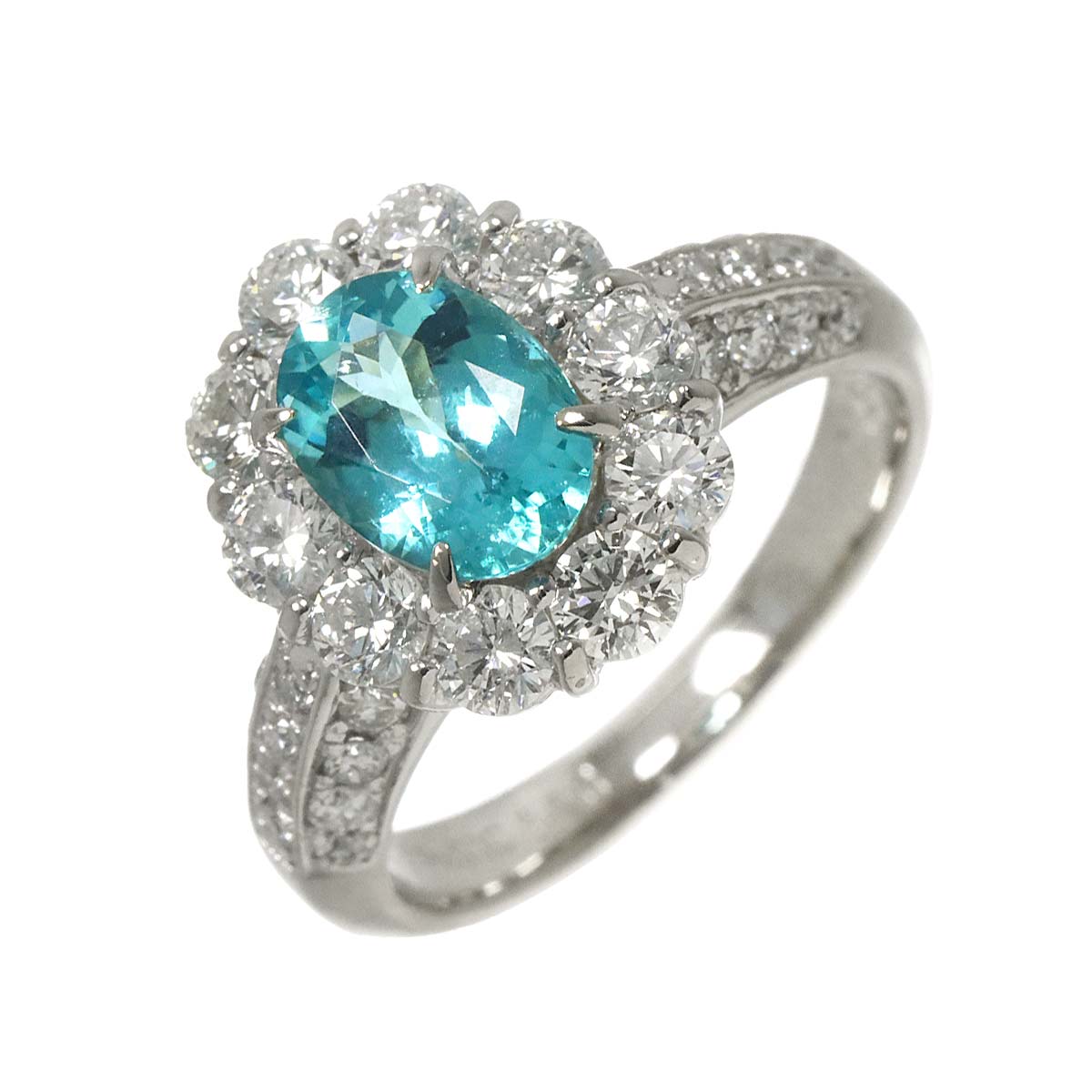 Tourmaline 1.20ct Diamone 1.38ct Ring Pt Platinum 5.75-6(US)