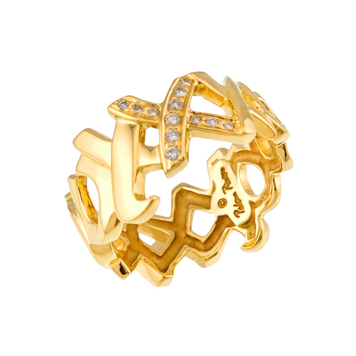love kiss Diamond Ring 18K Yellow Gold 750 Size5.25(US)