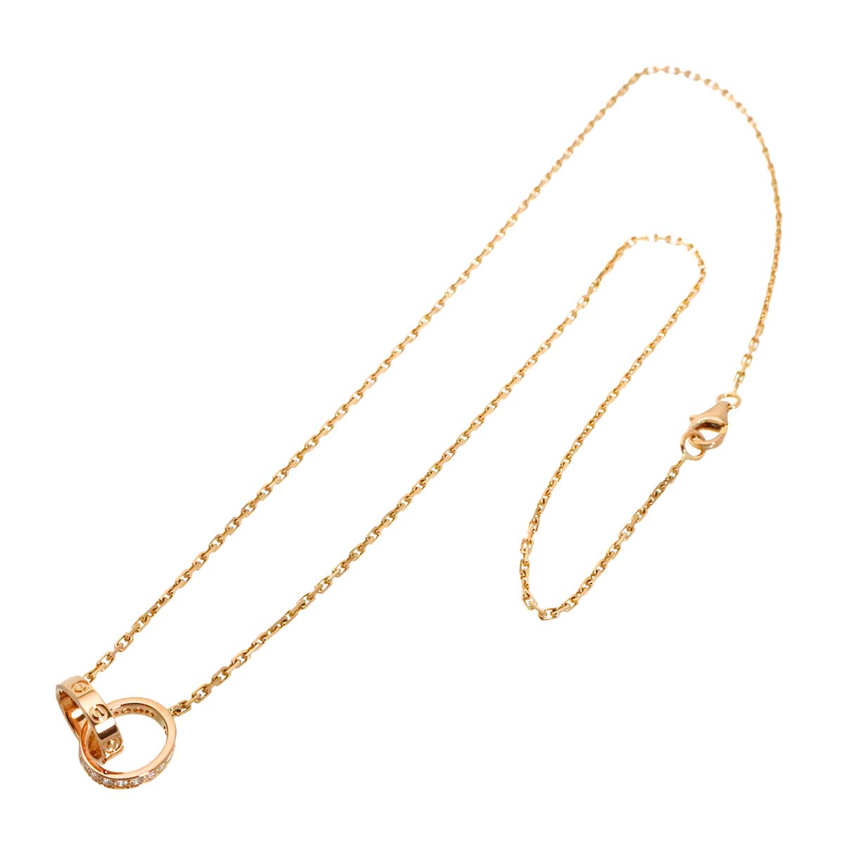 Cartier Love Pave Diamond Necklace 18K PG 750