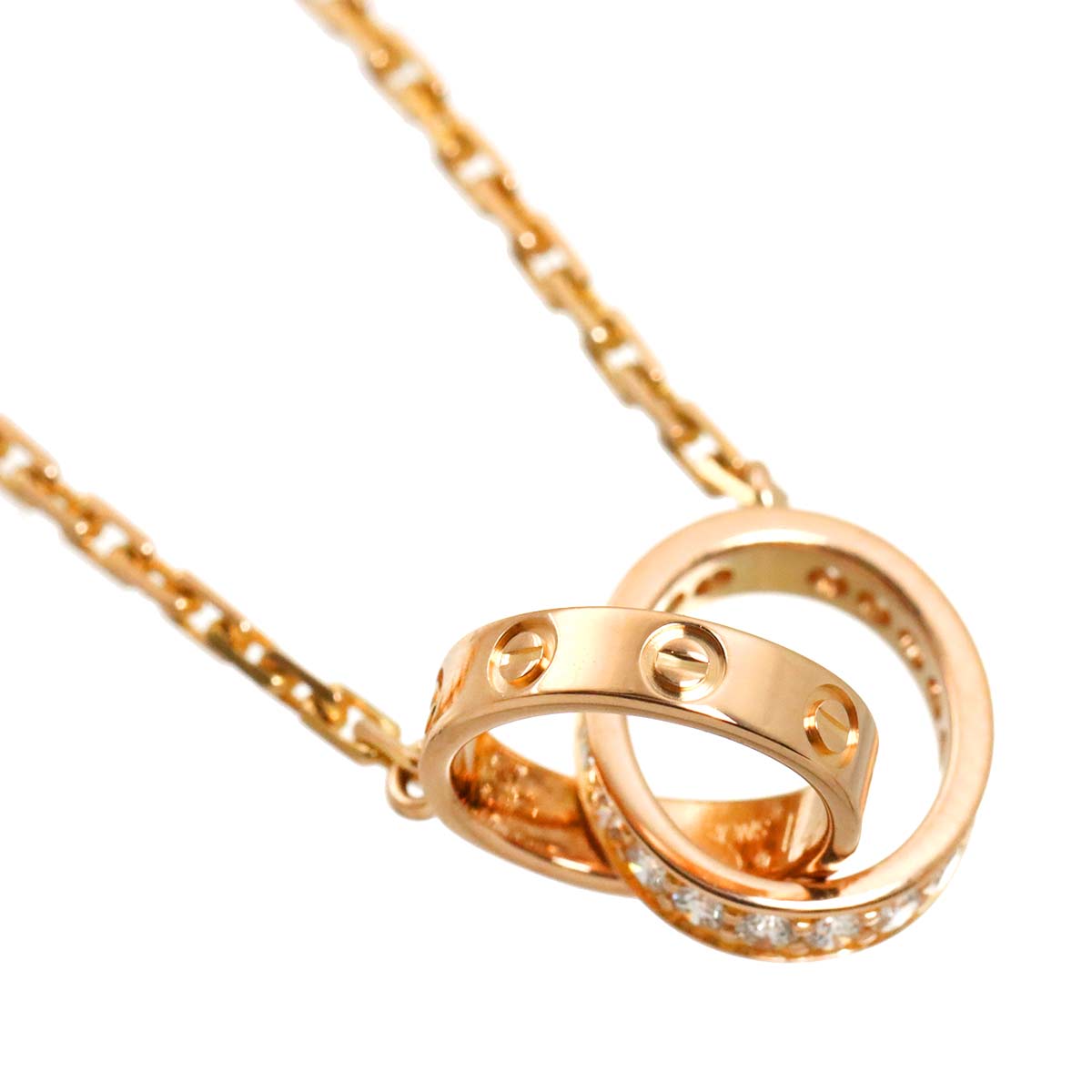 Cartier Love Pave Diamond Necklace 18K PG 750