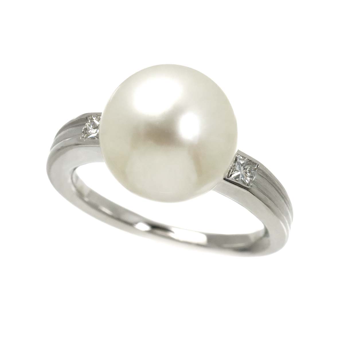 South Sea pearl 11.3mm Diamond 0.15ct Ring 18K K18 WG size5.75-6(US)