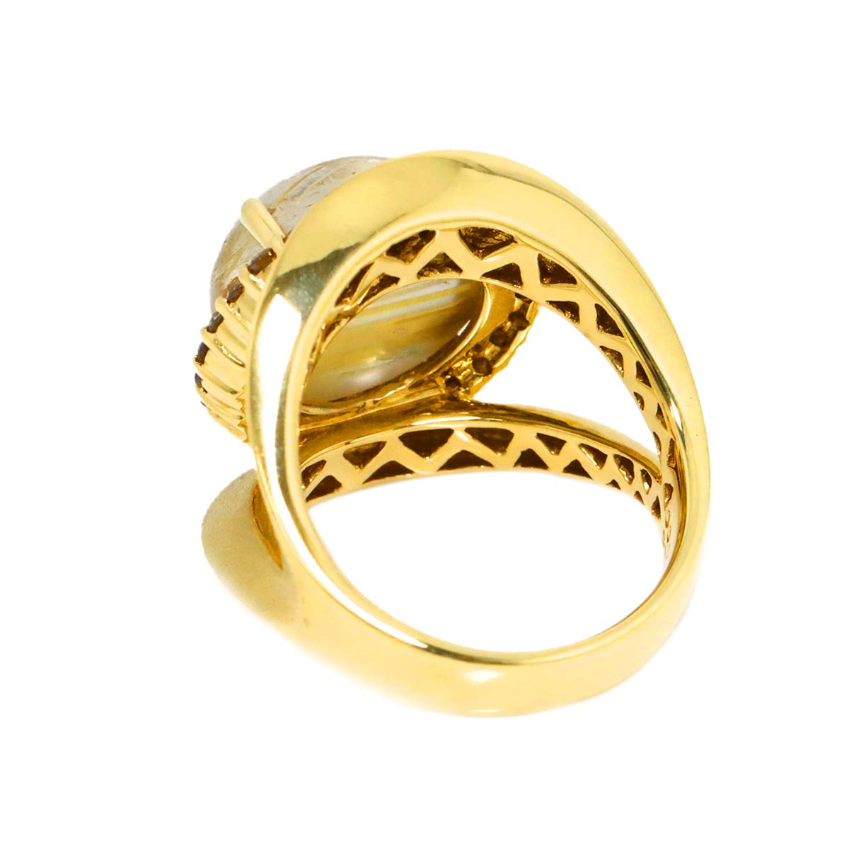 Rutile Quartz 10.00ct Diamond 0.55ct Ring 18K YG Yellow Gold 750 6(US)