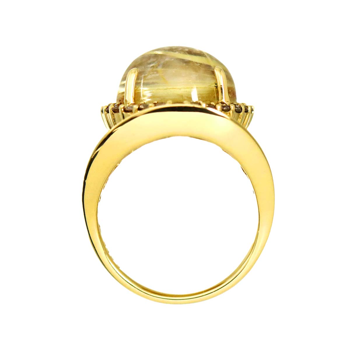 Rutile Quartz 10.00ct Diamond 0.55ct Ring 18K YG Yellow Gold 750 6(US)