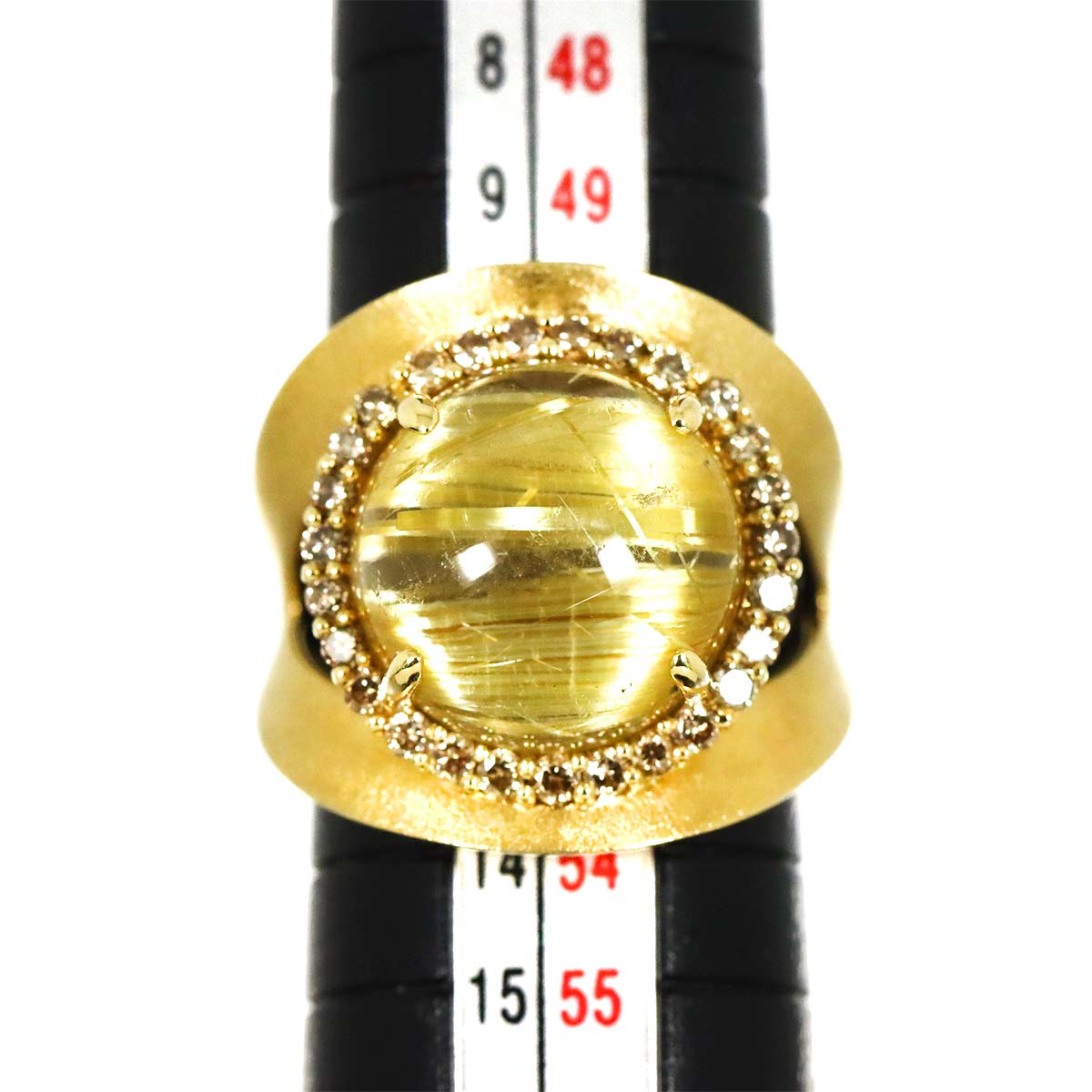 Rutile Quartz 10.00ct Diamond 0.55ct Ring 18K YG Yellow Gold 750 6(US)