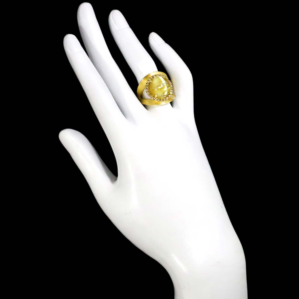 Rutile Quartz 10.00ct Diamond 0.55ct Ring 18K YG Yellow Gold 750 6(US)