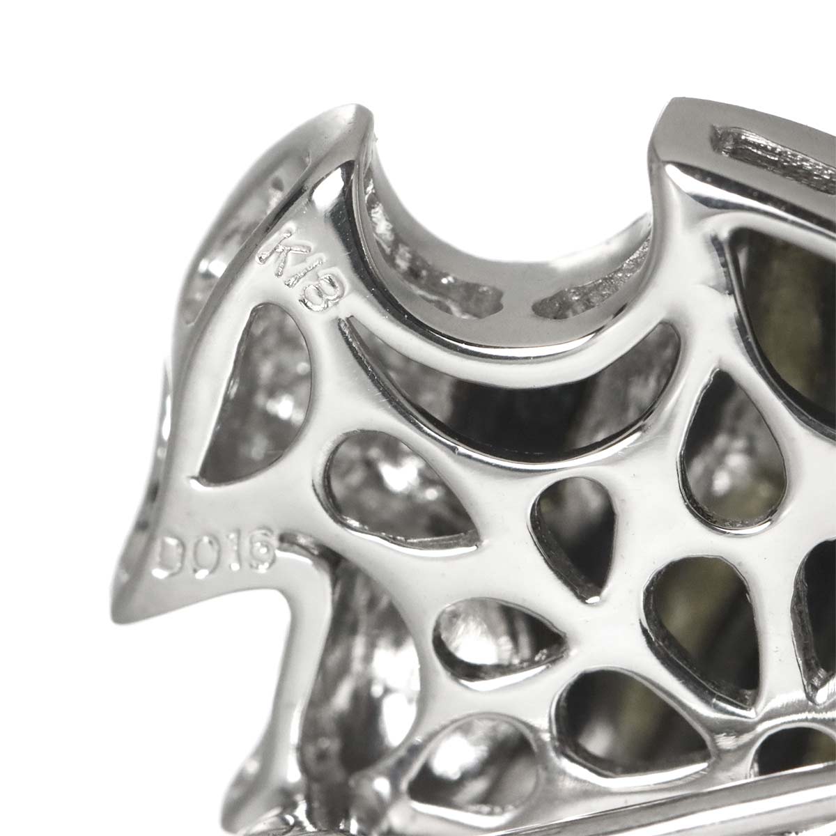 Onyx Diamond 0.16ct Brooch 18K WG White Gold 750
