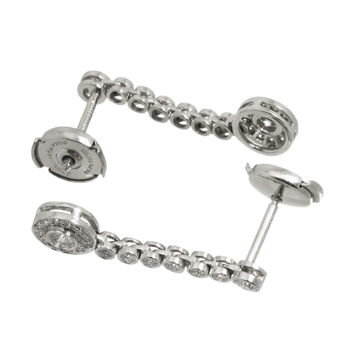 Jazz Graduated Diamond Earrings Pierced Platinum