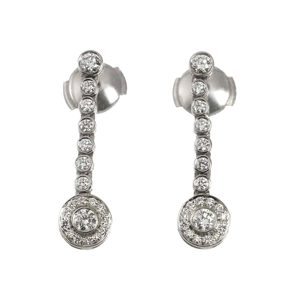 Jazz Graduated Diamond Earrings Pierced Platinum
