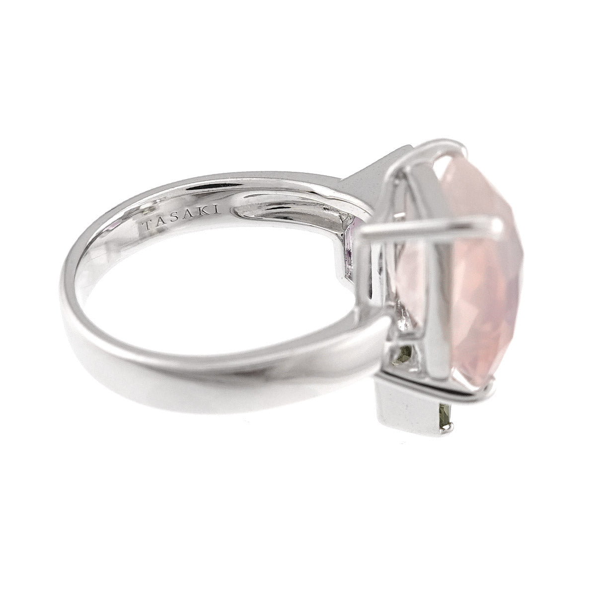 Quartz Amethyst Peridot Ring 18K WG 750 Size6.75(US)