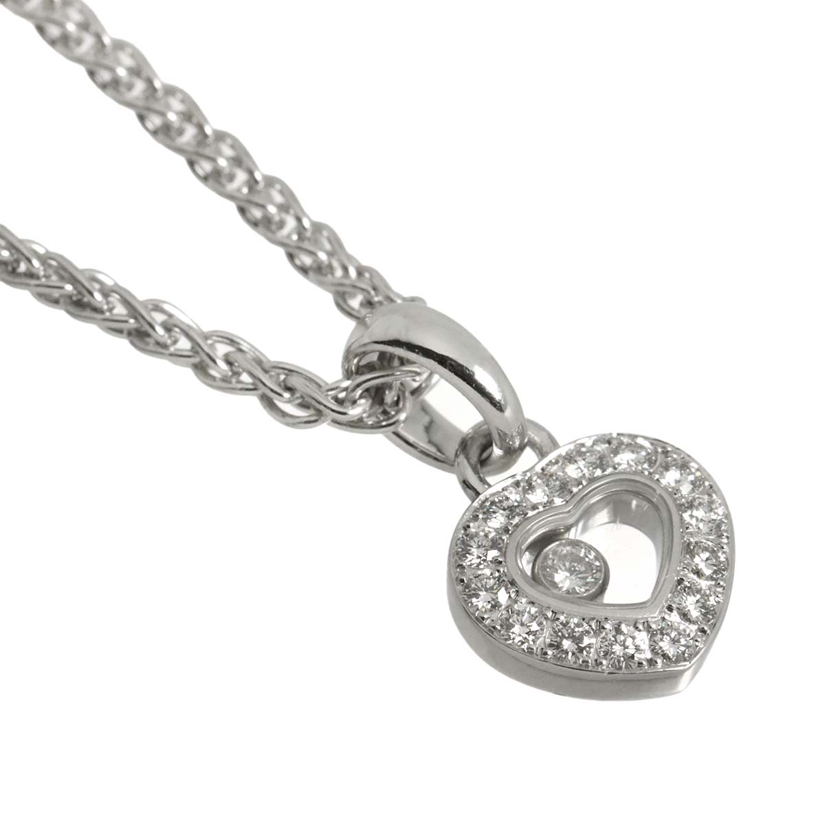 Happy Diamond Heart Necklace 18K White Gold 750