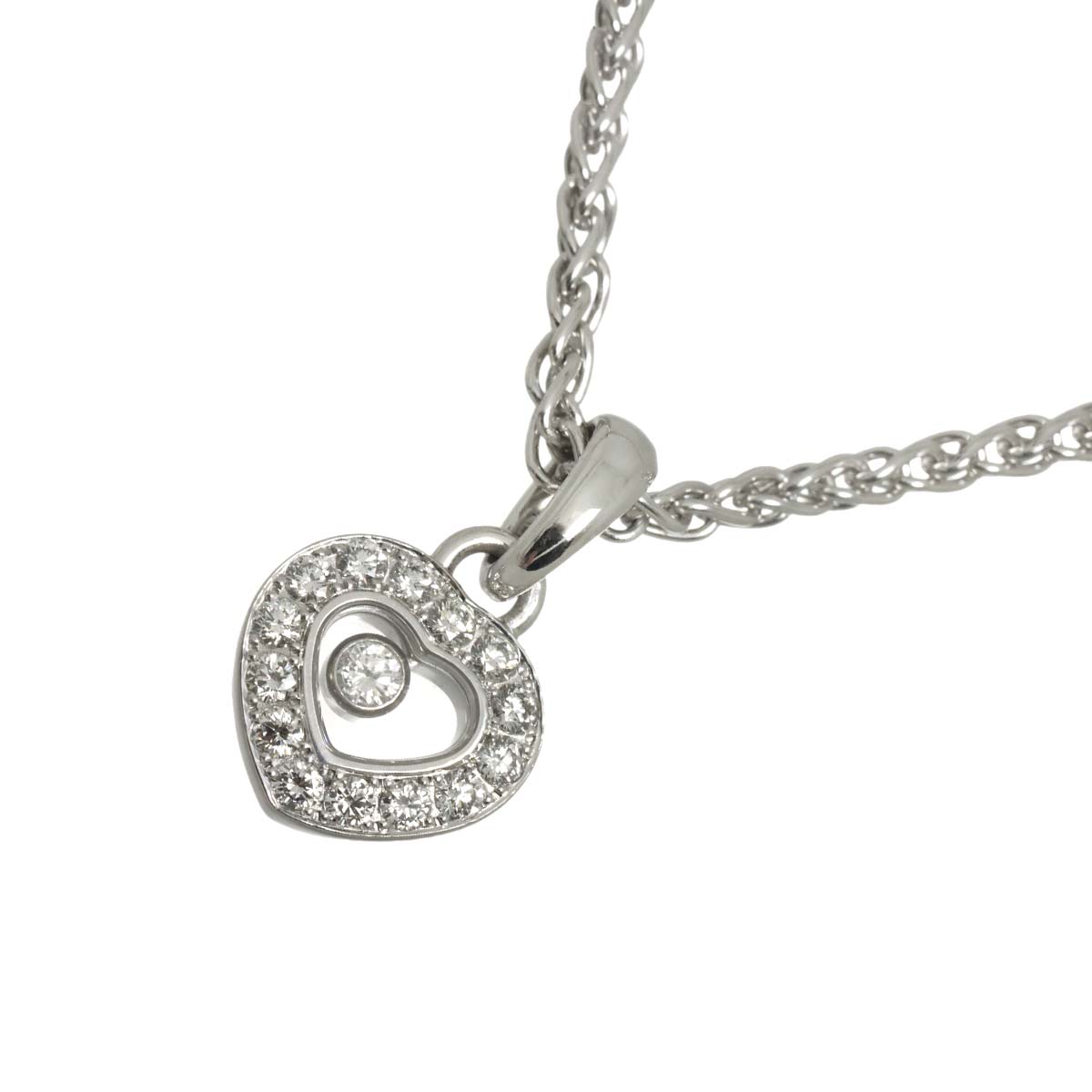Happy Diamond Heart Necklace 18K White Gold 750