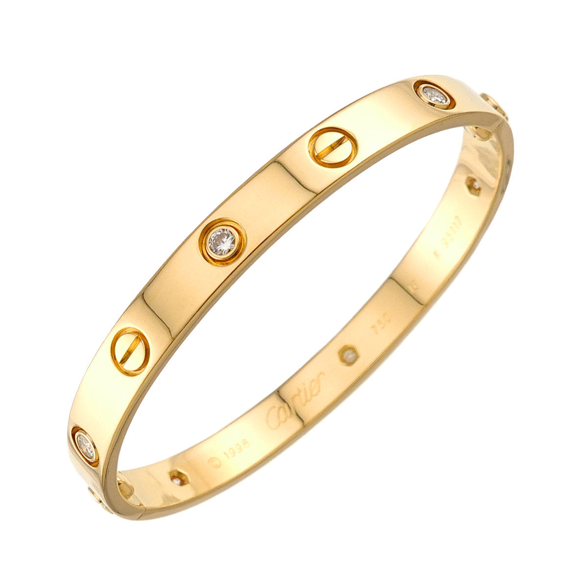 Love Bracelet Diamond 6P Bangle 18K YG 750 Size16