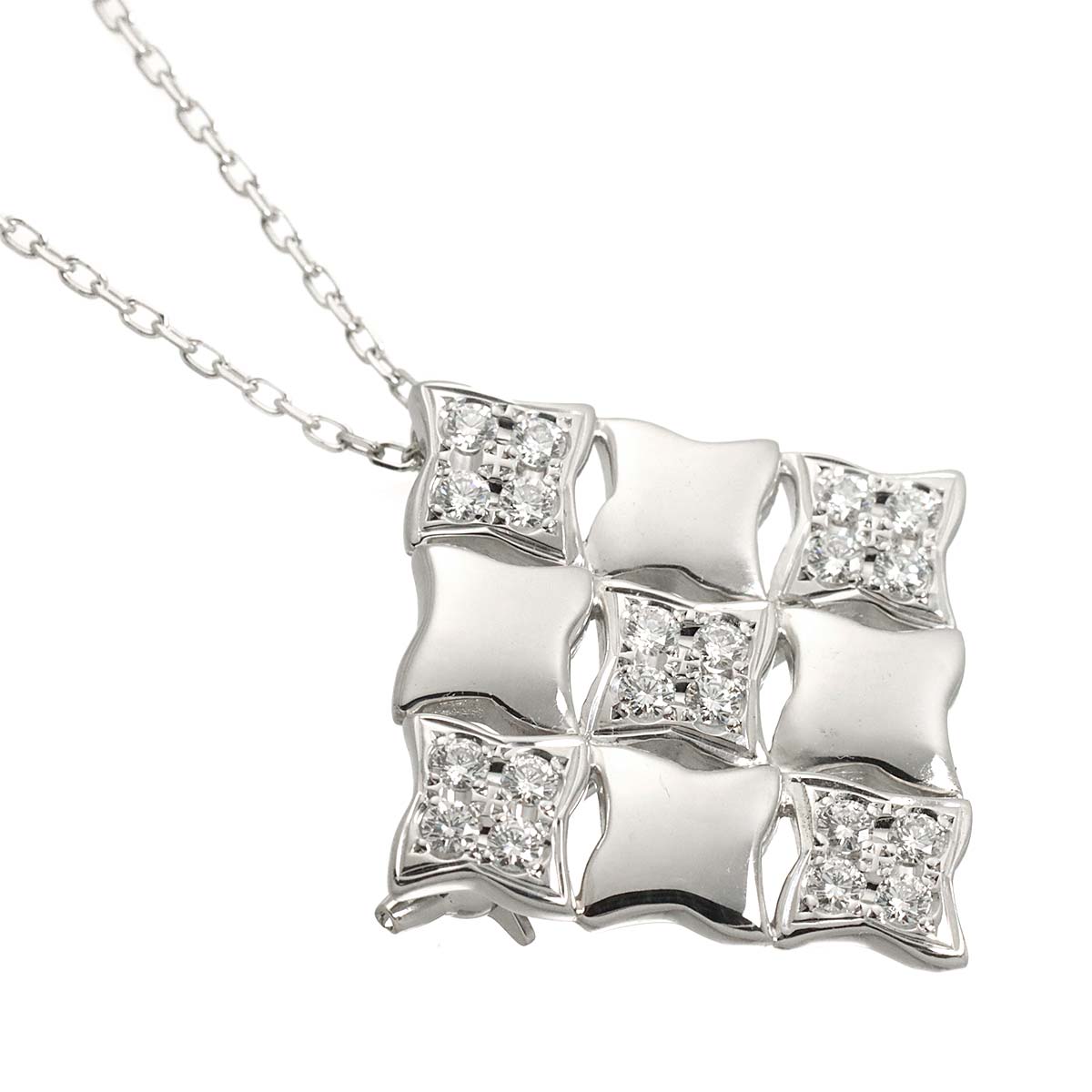 Diamond 0.45ct Necklace Brooch 18K White Gold 750