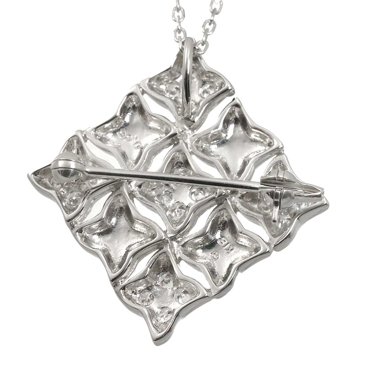 Diamond 0.45ct Necklace Brooch 18K White Gold 750