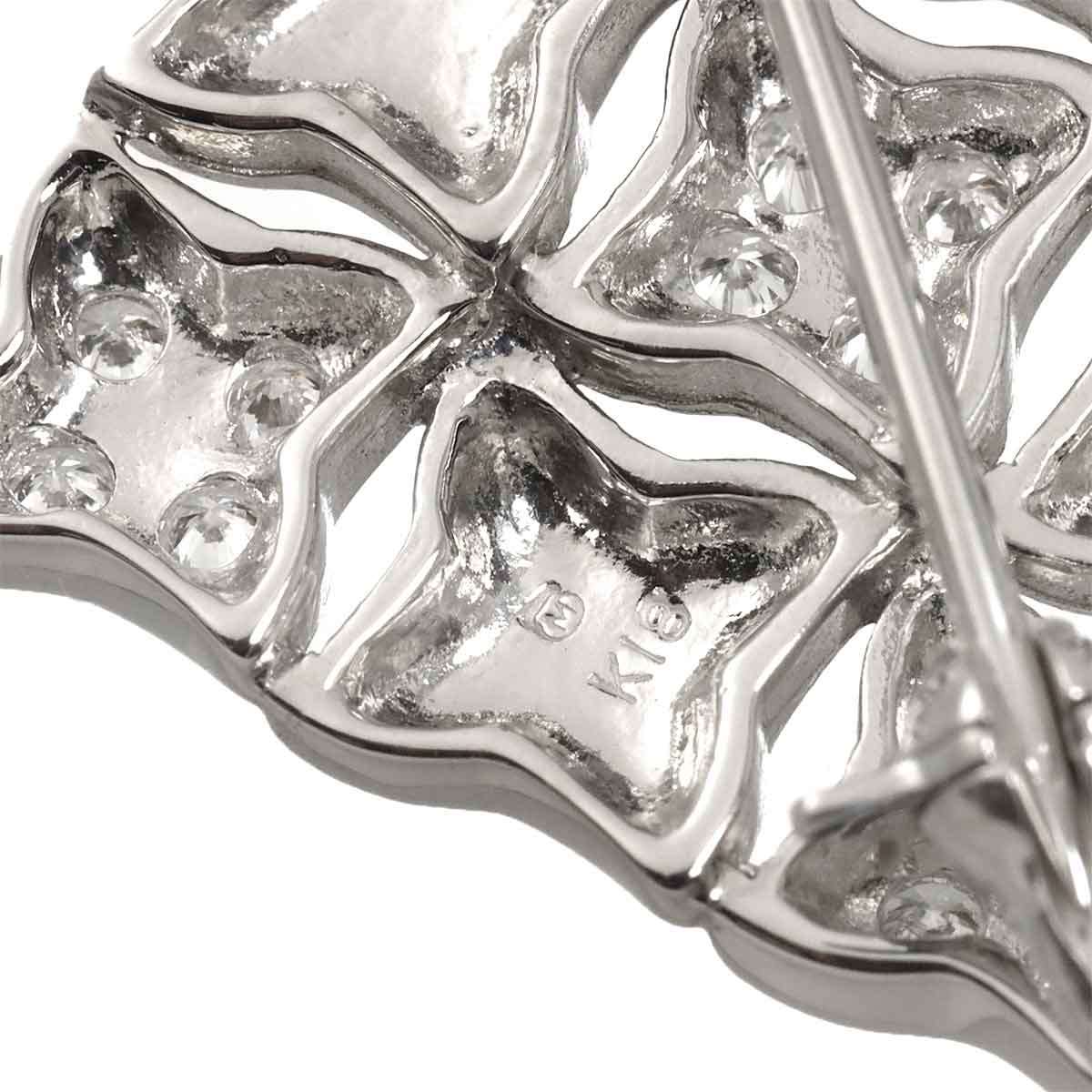 Diamond 0.45ct Necklace Brooch 18K White Gold 750