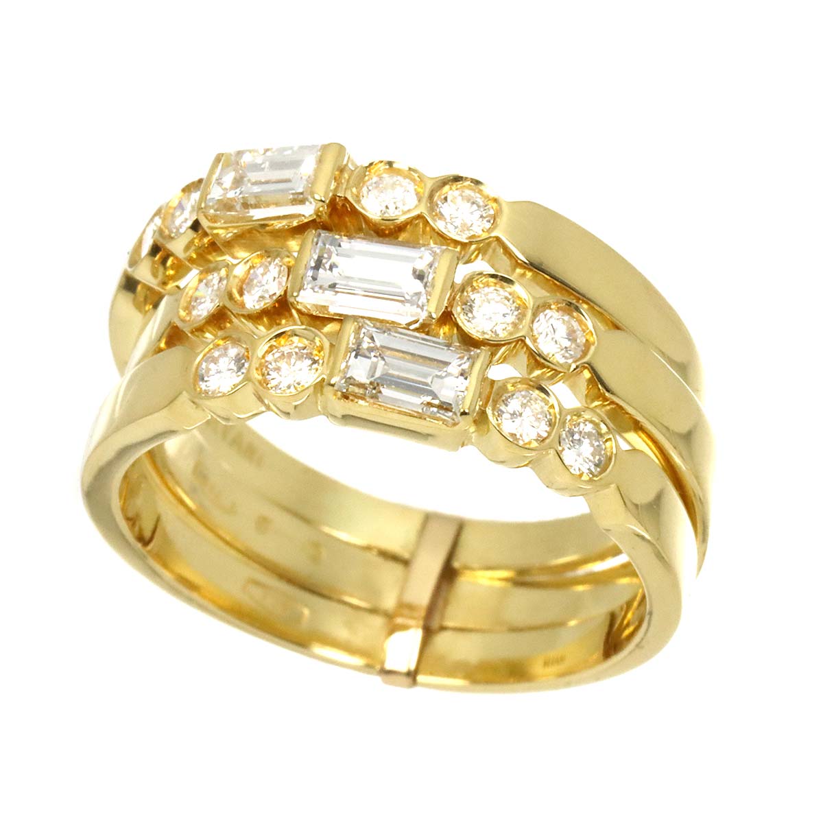 Diamond Ring 18K Yellow Gold 750 size6.75(US)