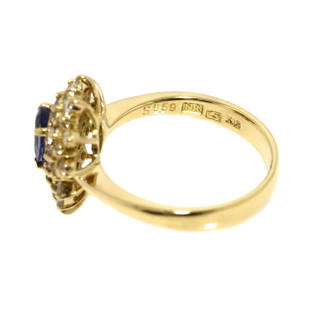 Sapphire Diamond Ring 18K YG 750 Size5.5-5.75(US)
