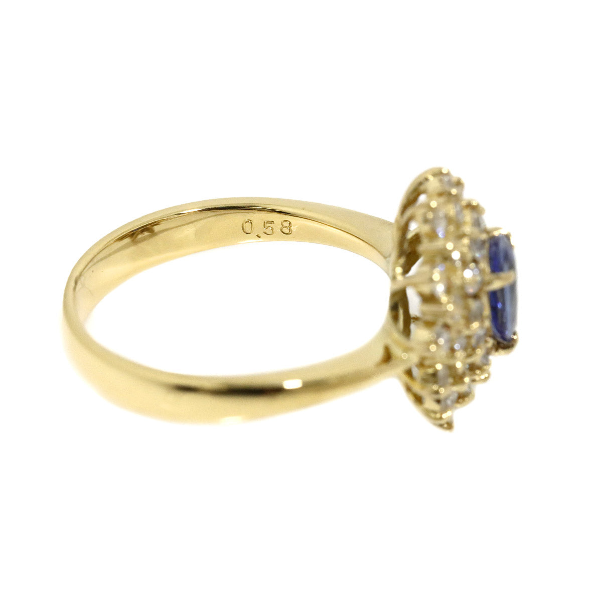 Sapphire Diamond Ring 18K YG 750 Size5.5-5.75(US)