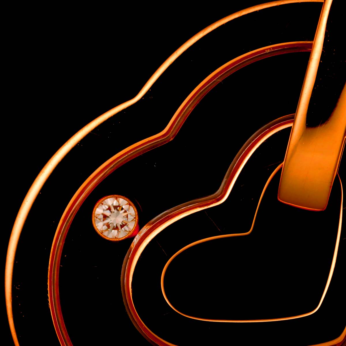 Happy Diamond Heart Necklace 18K PG 750