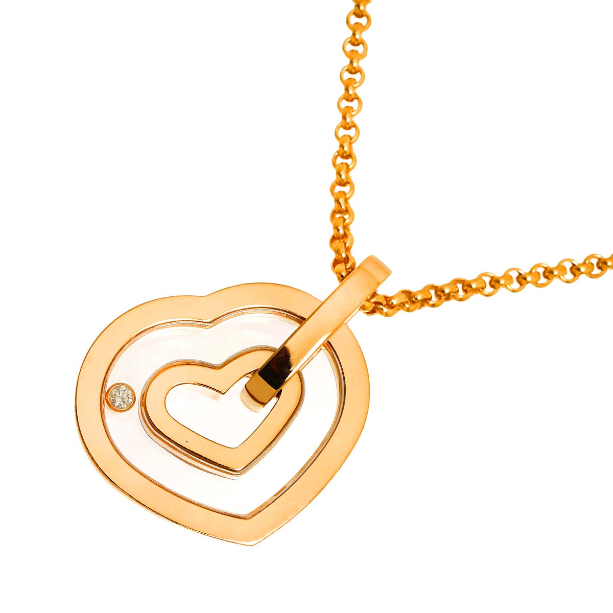 Happy Diamond Heart Necklace 18K PG 750