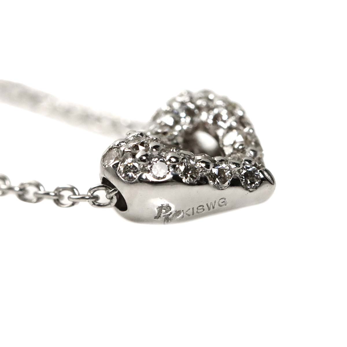 Diamond 0.17ct Heart Necklace 18K White Gold 750