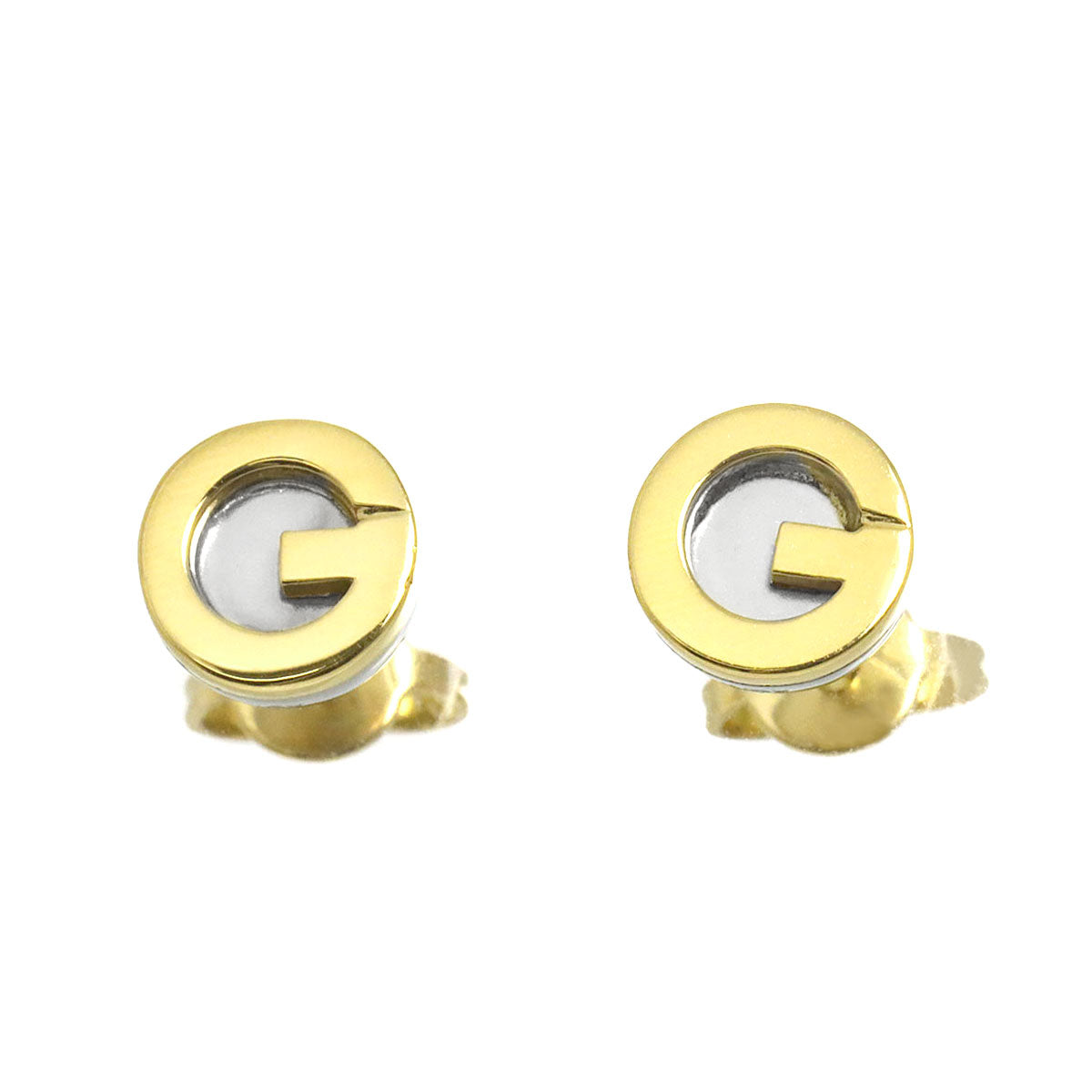 G Logo Earrings Pierced 18K Stainless Yellow Gold 750