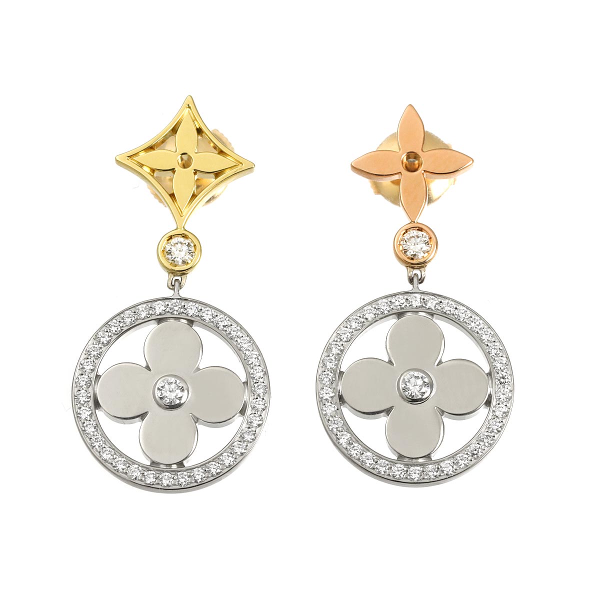 Idylle Blossom Diamond Earrings Pierced 18K WG PG YG 750