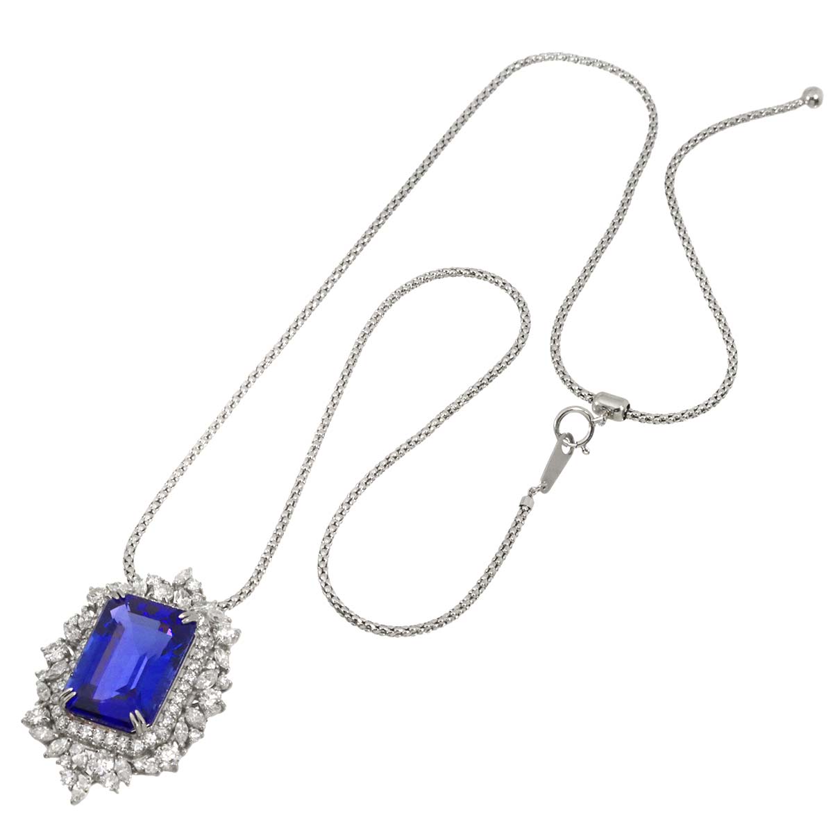 Tanzanite 17.31ct Diamond 2.78ct Necklace Pt Platinum