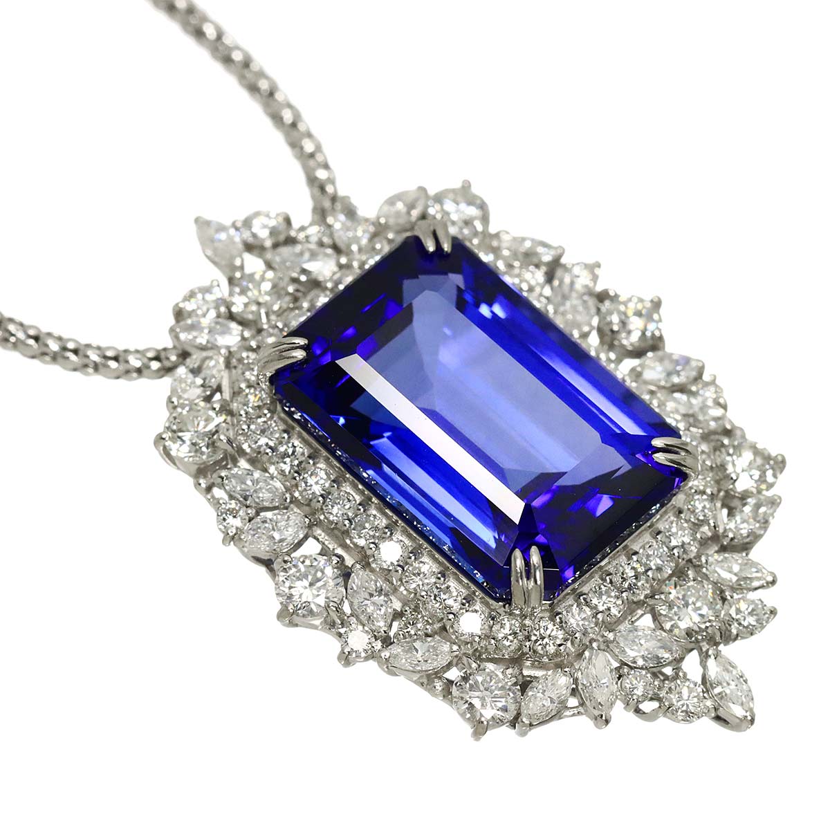 Tanzanite 17.31ct Diamond 2.78ct Necklace Pt Platinum