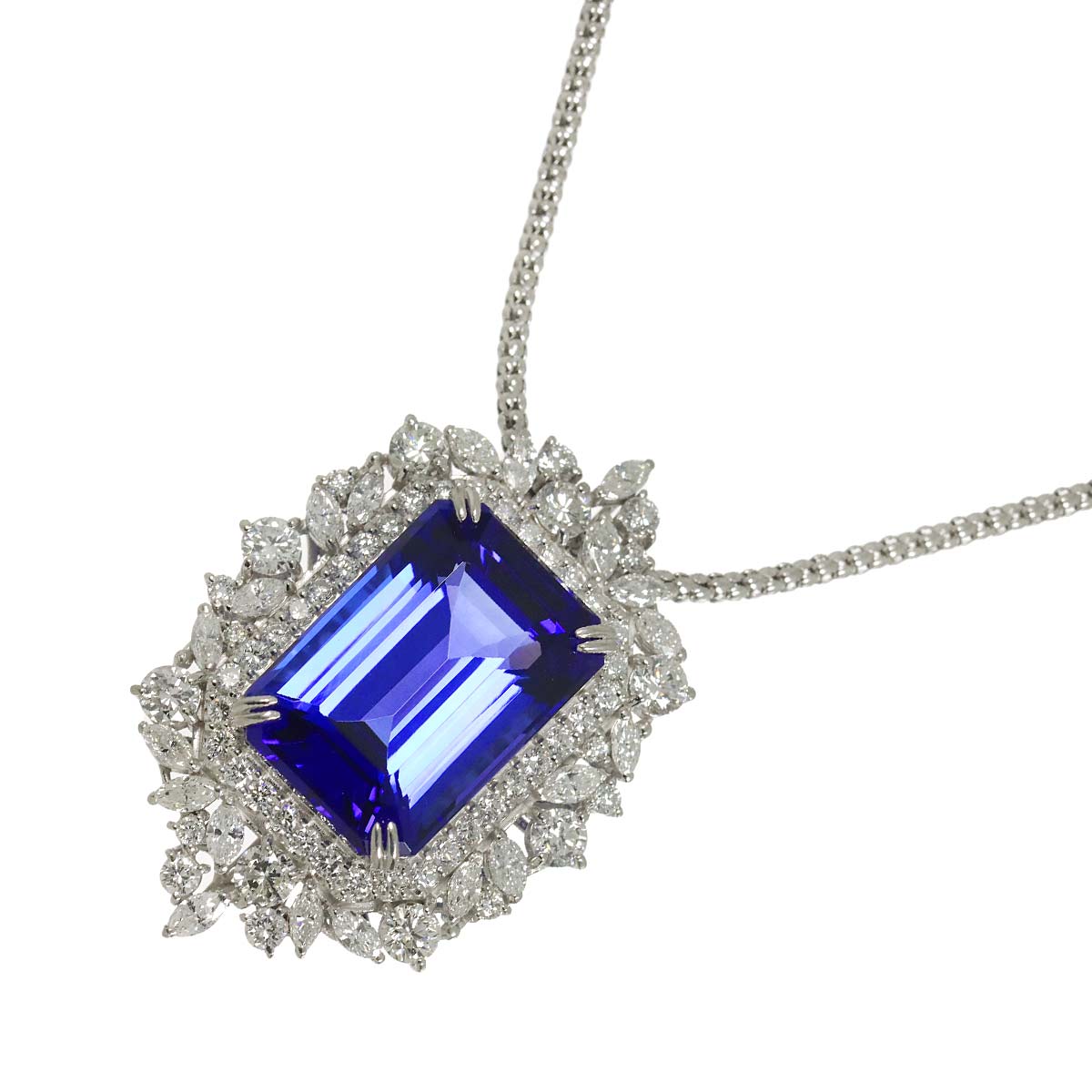 Tanzanite 17.31ct Diamond 2.78ct Necklace Pt Platinum
