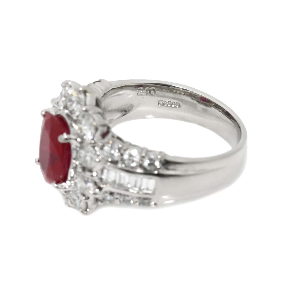 Made in Burma Ruby 2.10ct Diamond 1.79ct Ring Pt Platinum size5.25-5.5
