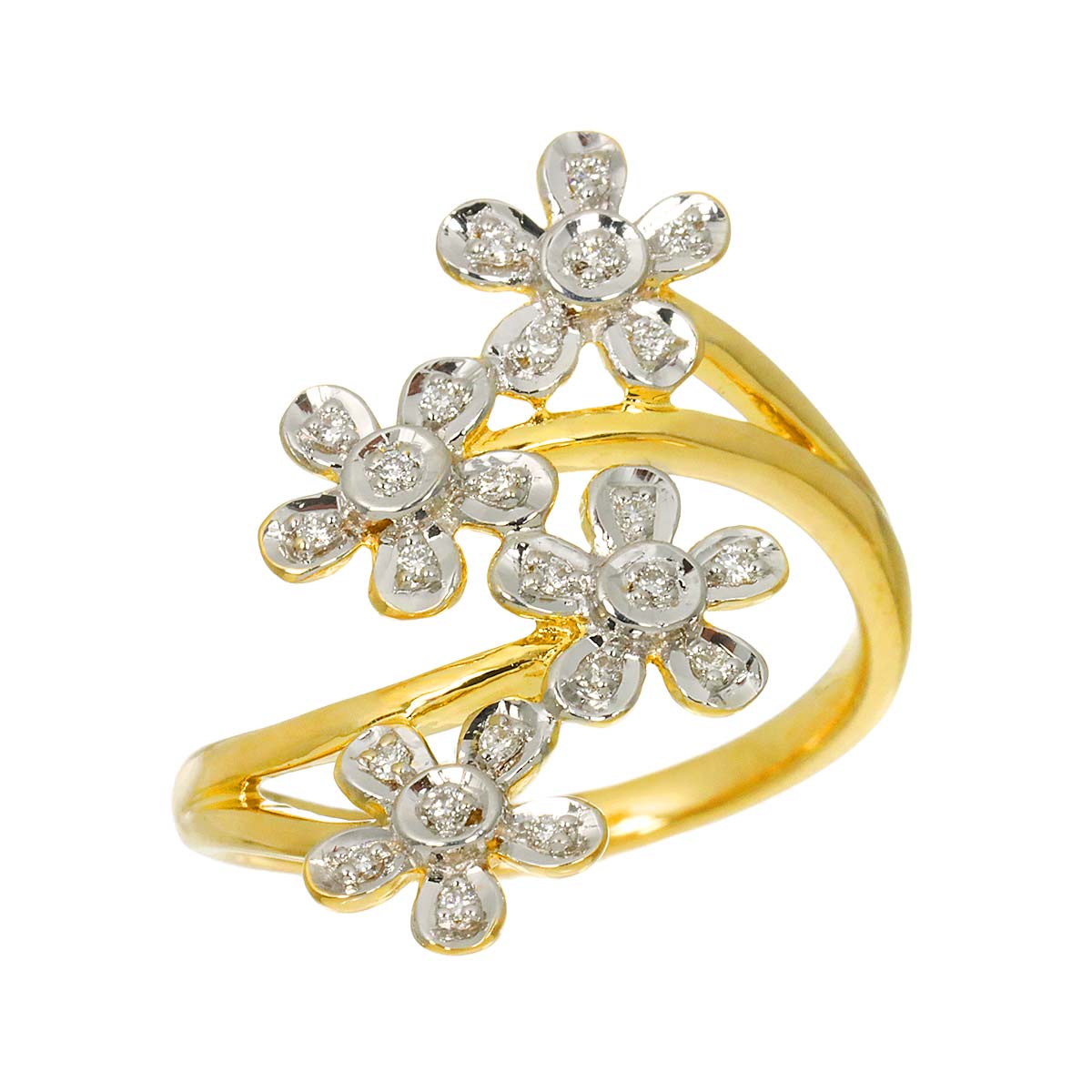 Diamond 0.15ct Ring 18K YG Yellow Gold 750 Size7.5-7.75(US)