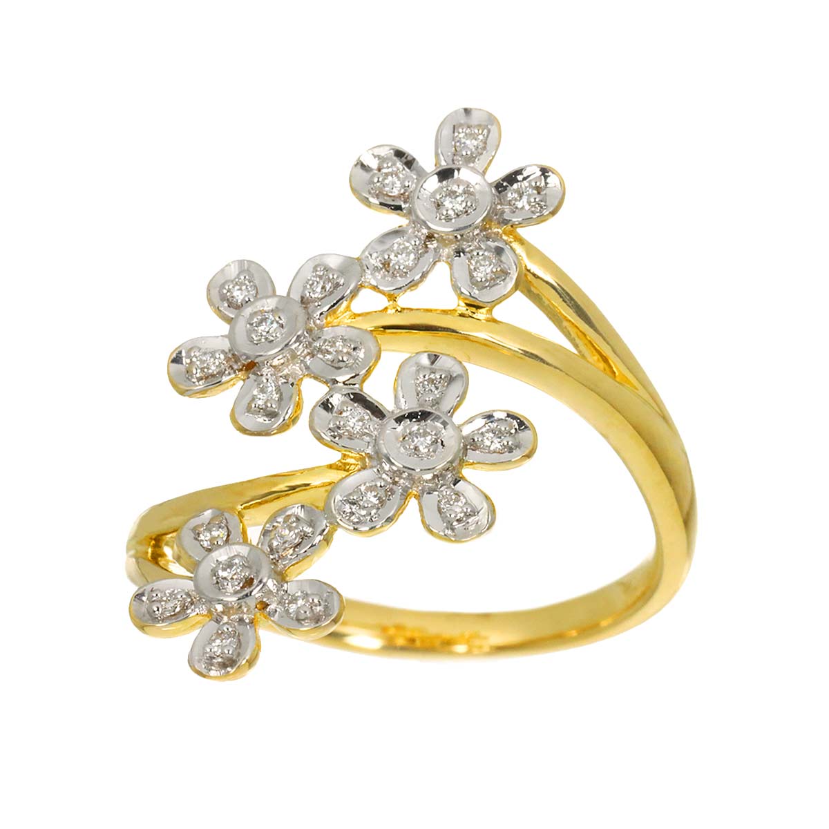 Diamond 0.15ct Ring 18K YG Yellow Gold 750 Size7.5-7.75(US)