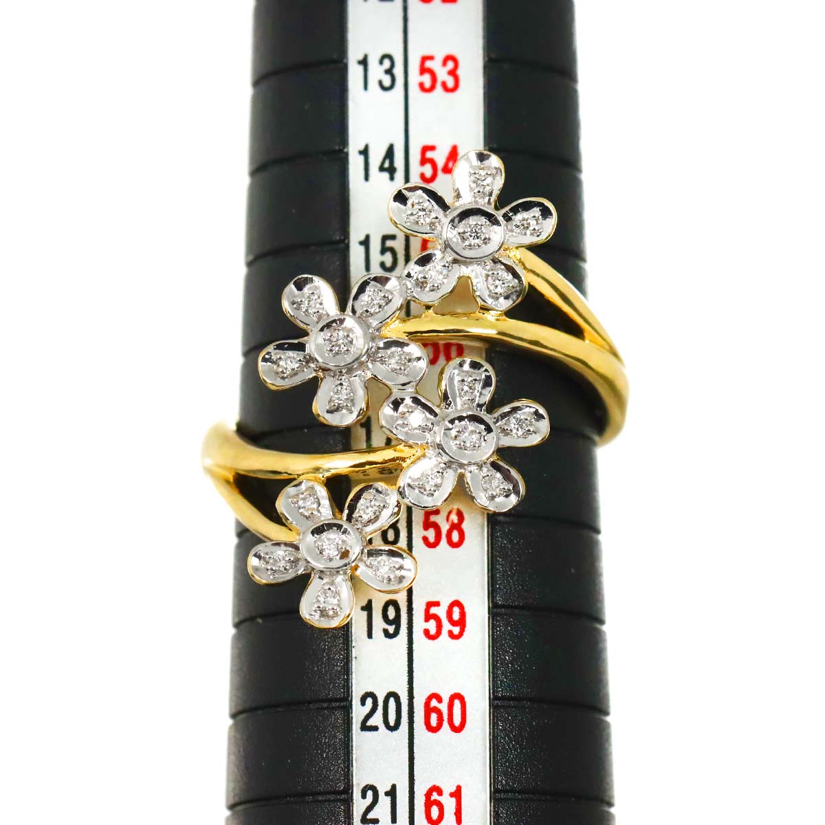 Diamond 0.15ct Ring 18K YG Yellow Gold 750 Size7.5-7.75(US)