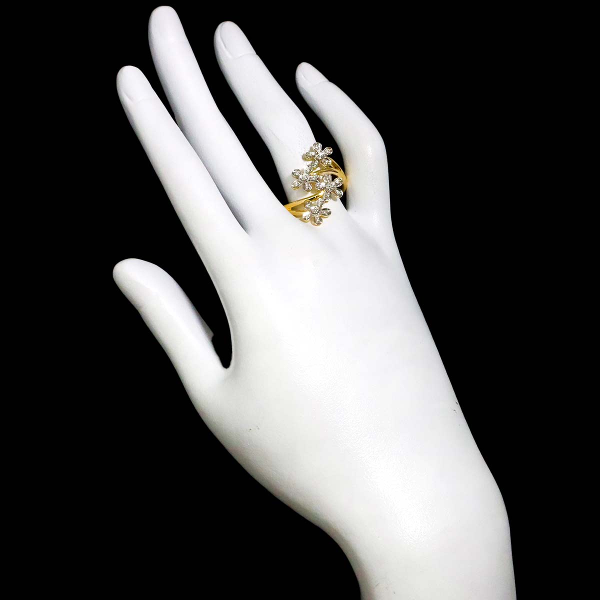 Diamond 0.15ct Ring 18K YG Yellow Gold 750 Size7.5-7.75(US)