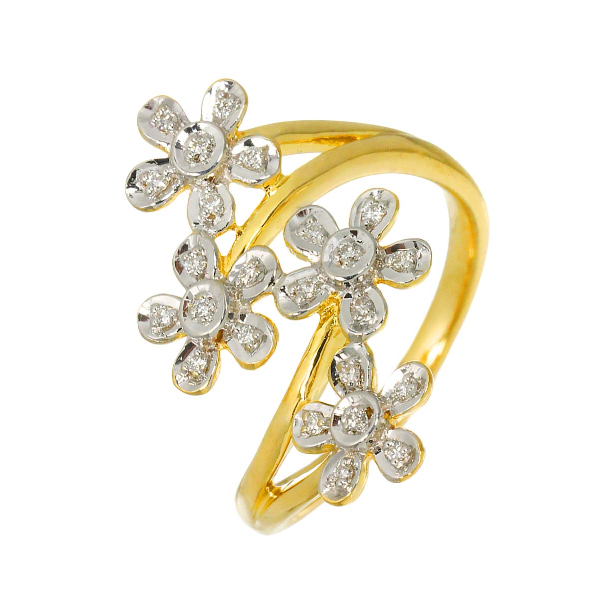 Diamond 0.15ct Ring 18K YG Yellow Gold 750 Size7.5-7.75(US)