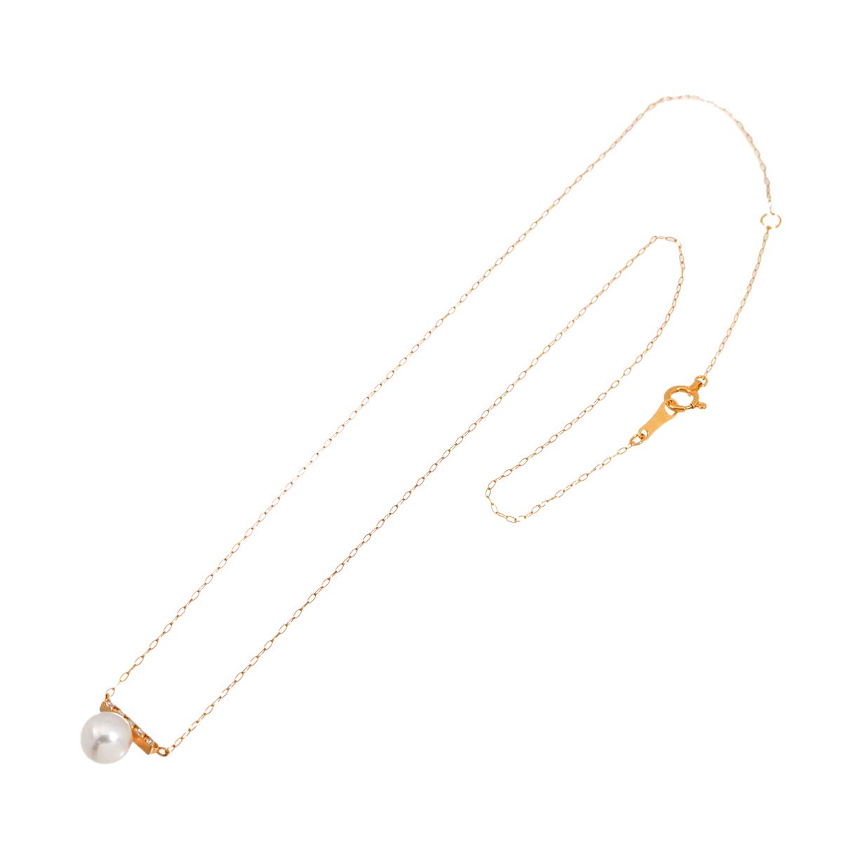 Akoya Pearl 6.2mmmm Diamond Necklace 18K K18 PG Pink Gold 750