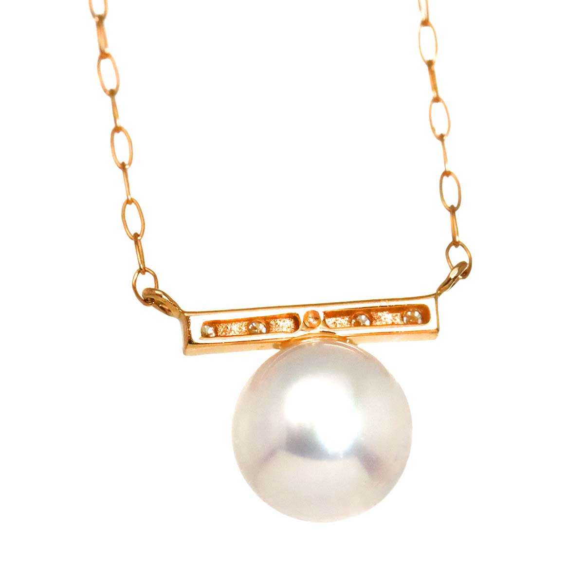 Akoya Pearl 6.2mmmm Diamond Necklace 18K K18 PG Pink Gold 750