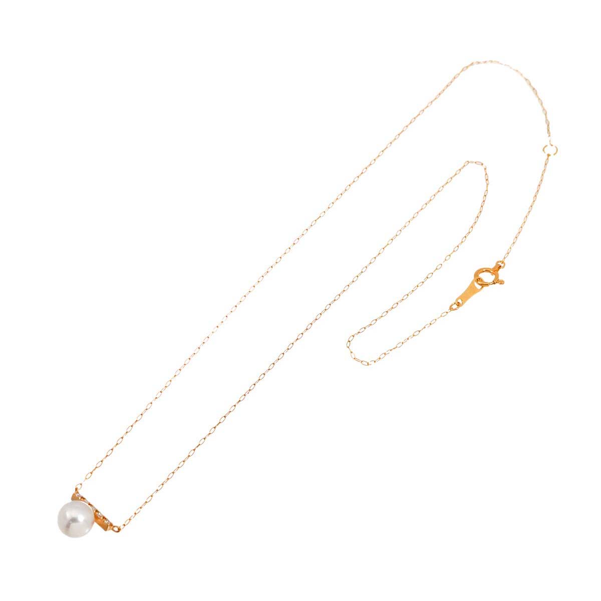 Akoya Pearl 6.2mmmm Diamond Necklace 18K K18 PG Pink Gold 750