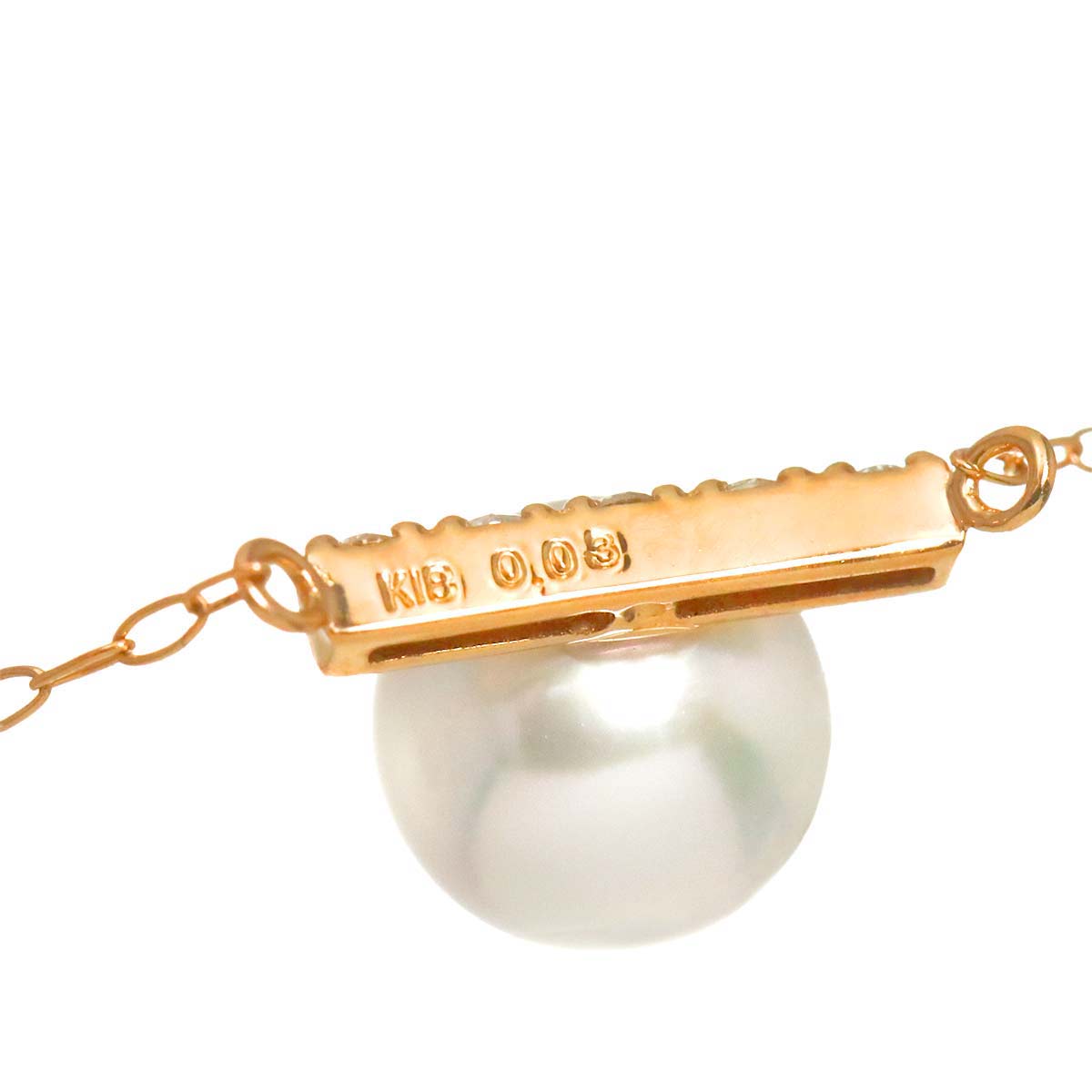 Akoya Pearl 6.2mmmm Diamond Necklace 18K K18 PG Pink Gold 750