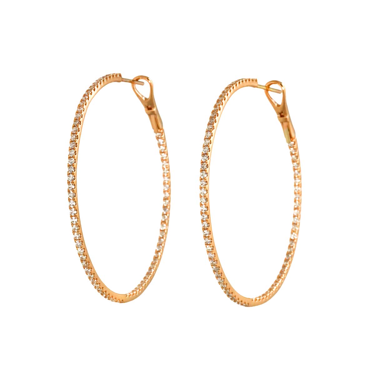 Diamond 1.50ct Earrings Pierced 18K PG Pink Gold 750