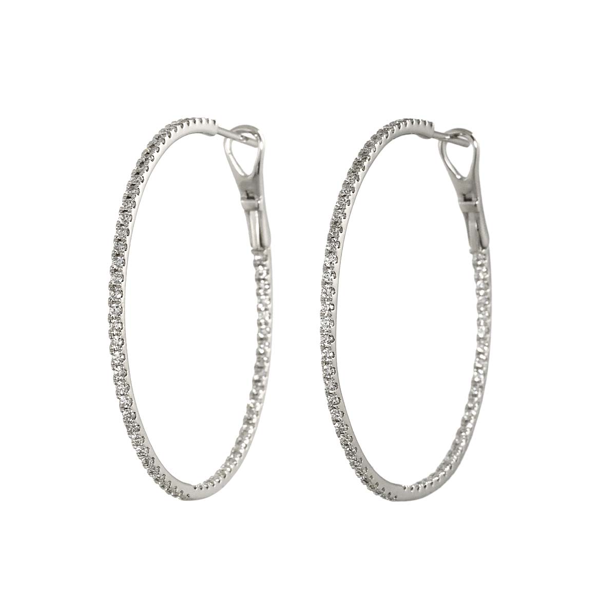 Diamond 1.20ct Earrings Pierced 18K K18 WG 750