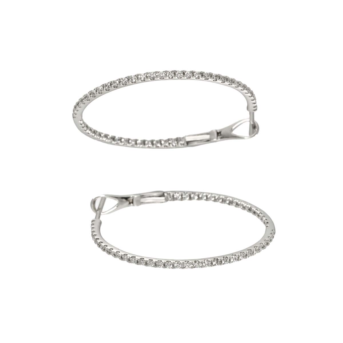 Diamond 0.70ct Earrings Pierced 18K K18 WG 750