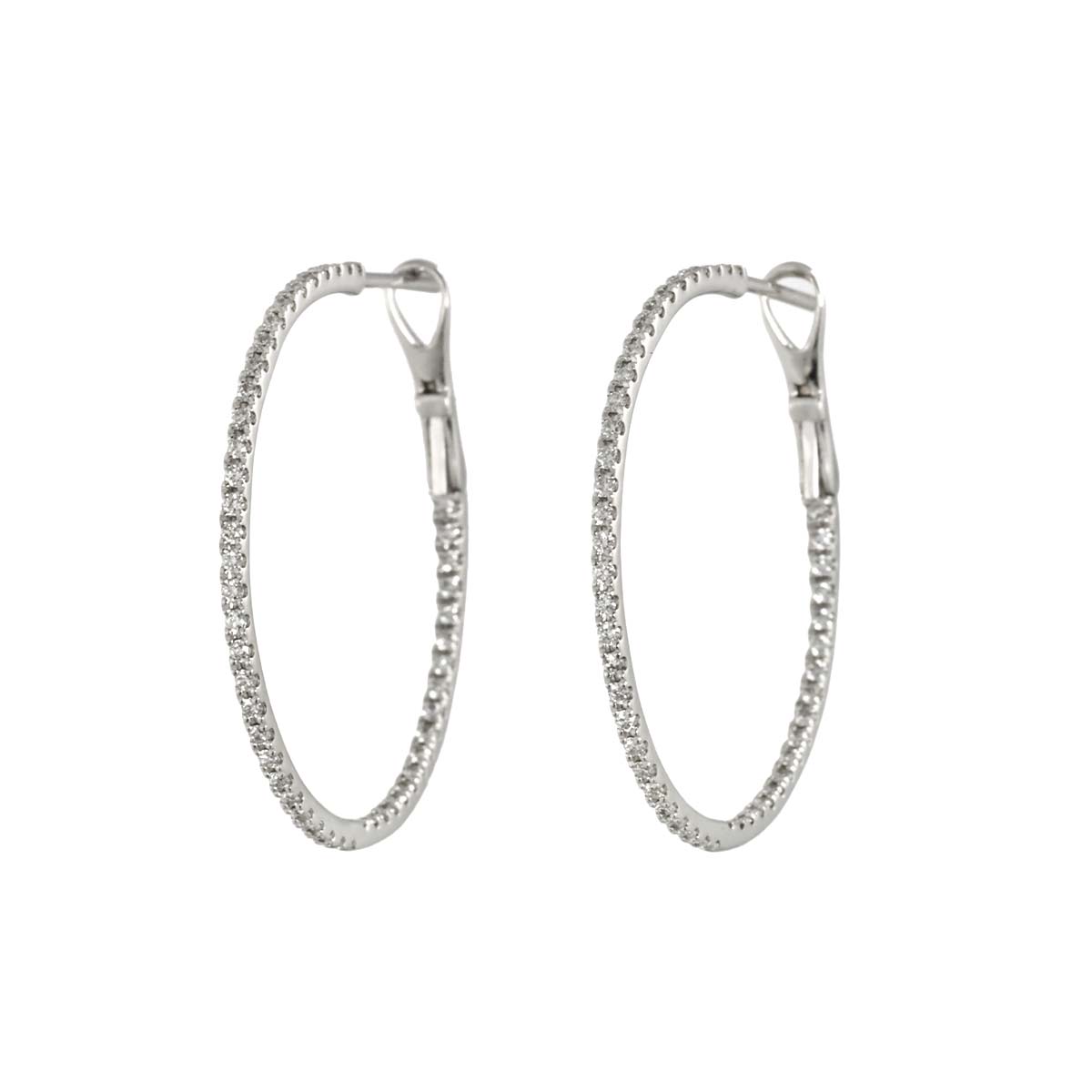 Diamond 0.70ct Earrings Pierced 18K K18 WG 750