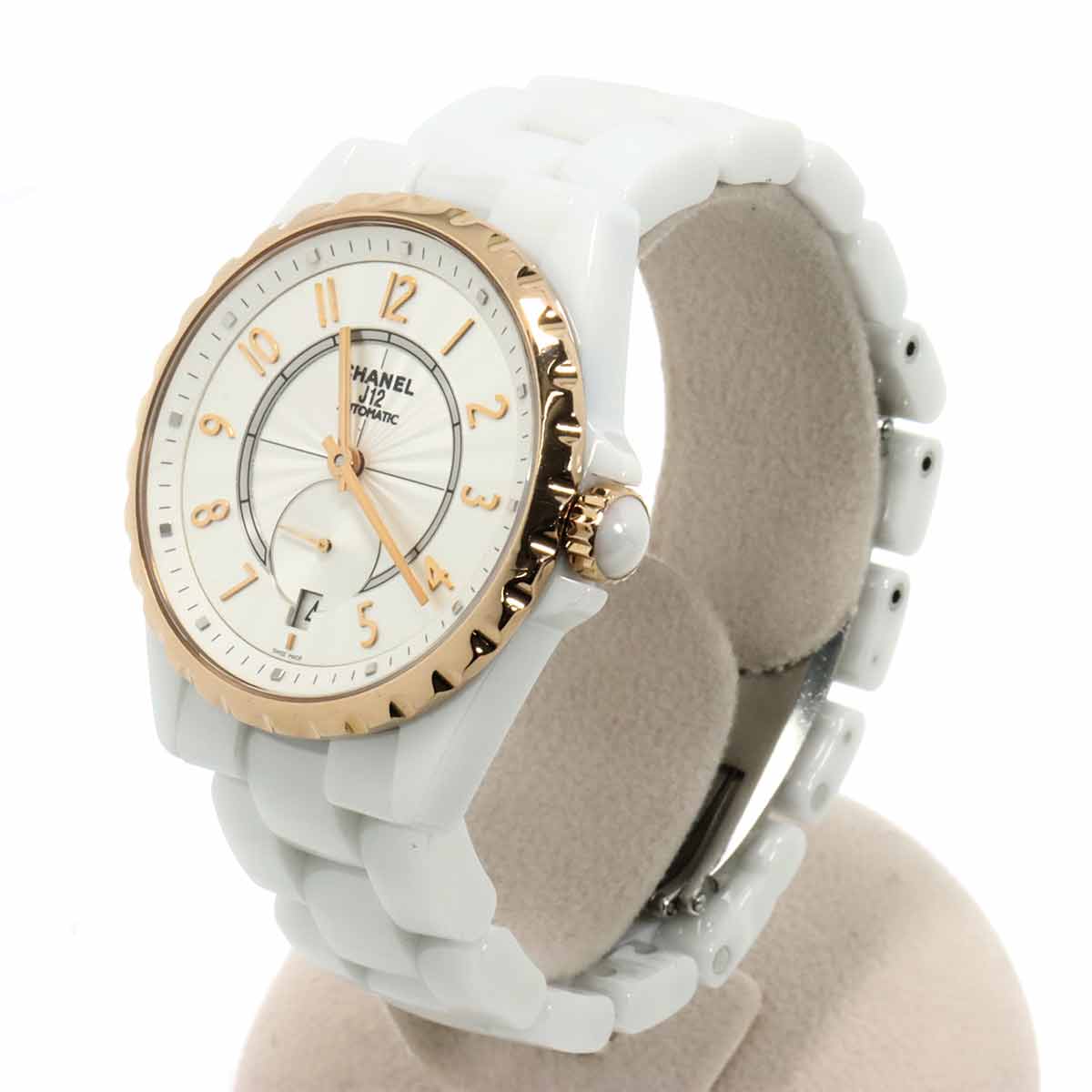 J12 H3839 Automatic Ceramic PG Date White Dial Mens