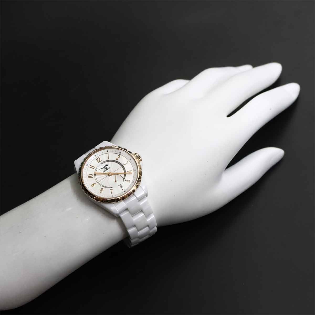J12 H3839 Automatic Ceramic PG Date White Dial Mens