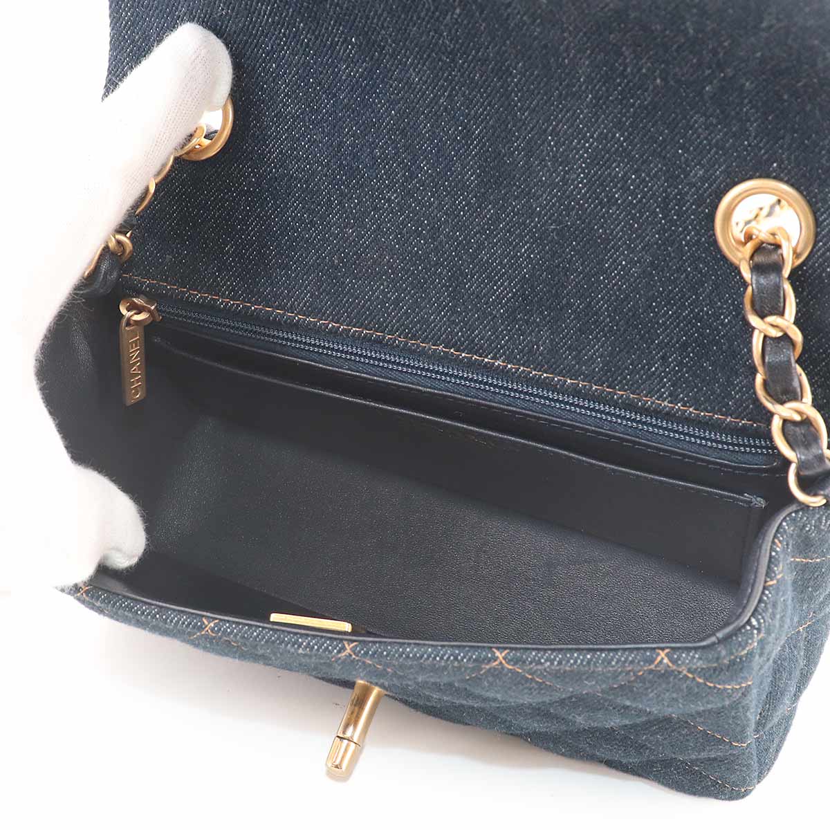 Mini Matelasse Classic Chain Shoulder Bag Denim Dark blue A69900