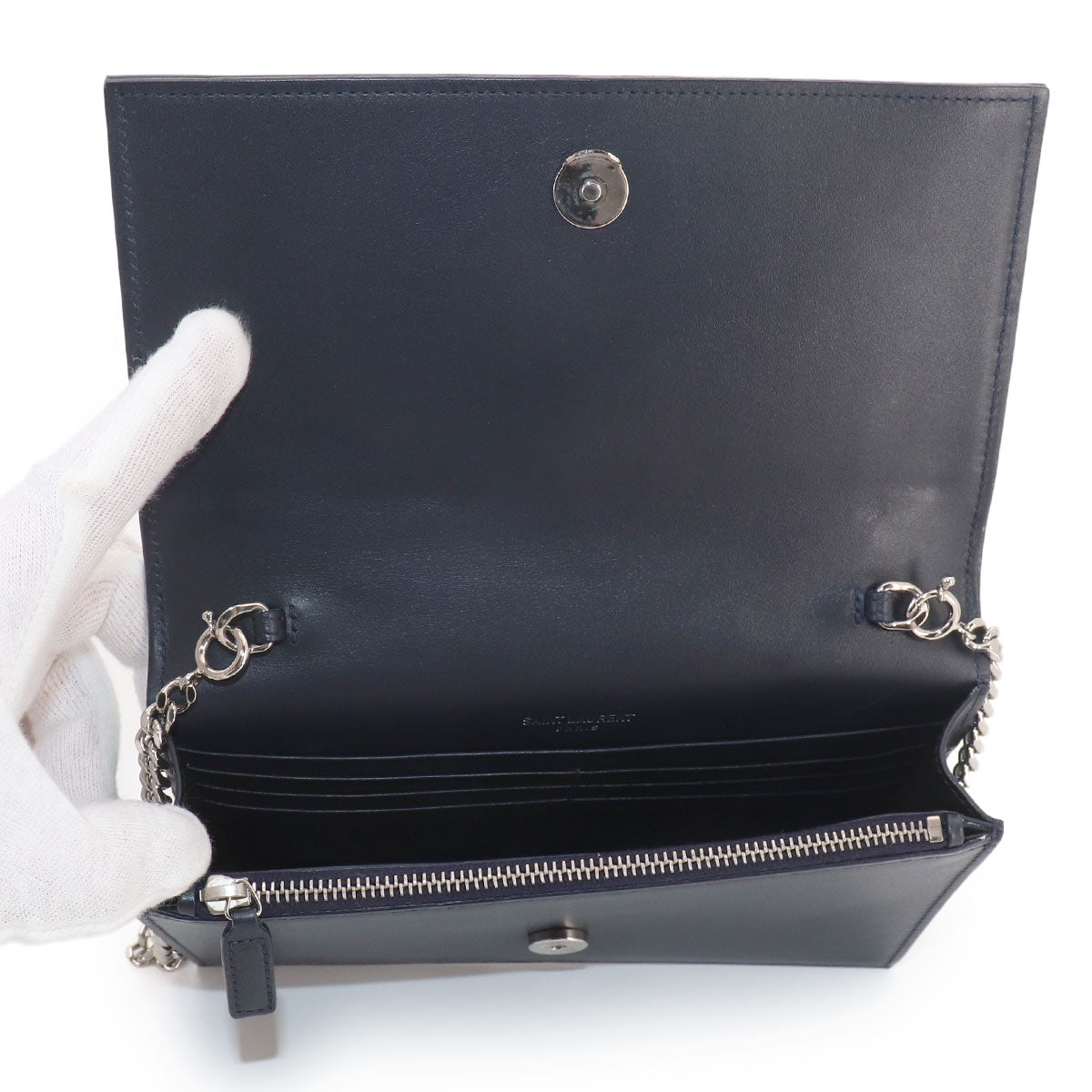 Kate Chain Long Wallet Leather Navy 452159