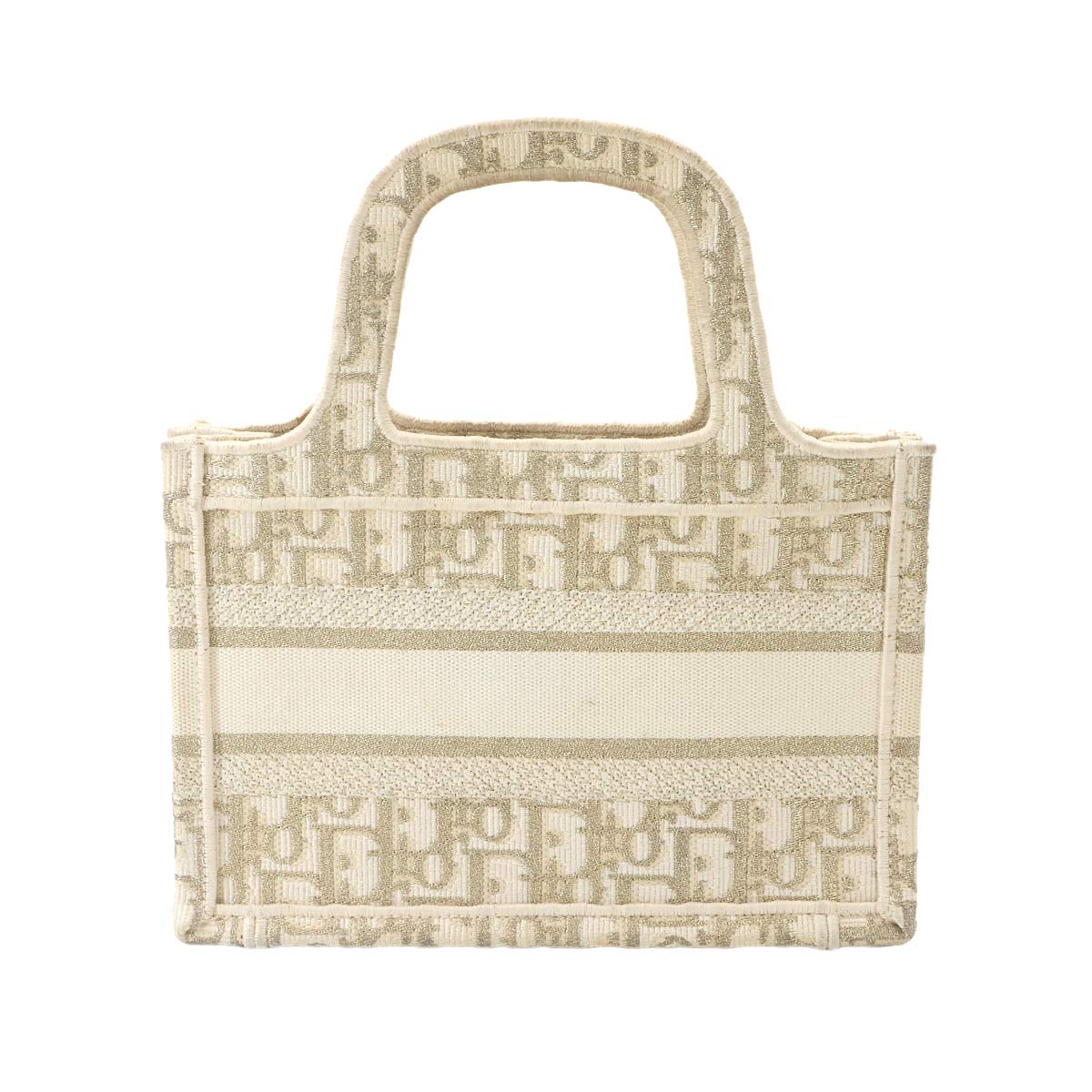 Oblique Book Tote Mini Bag Canvas Gold White
