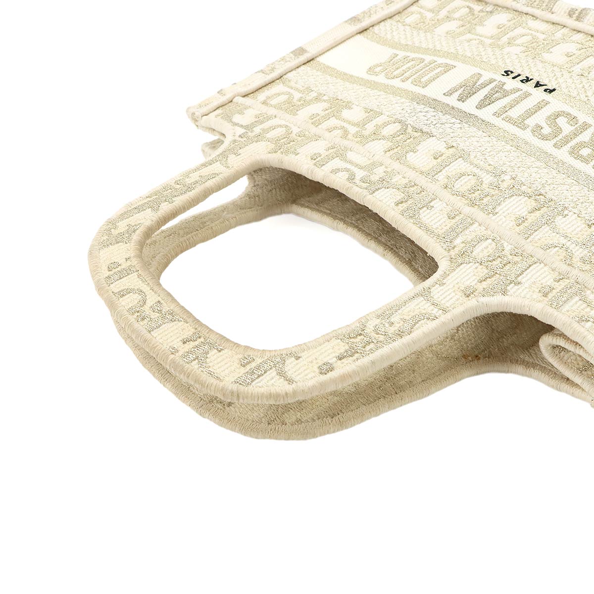 Oblique Book Tote Mini Bag Canvas Gold White